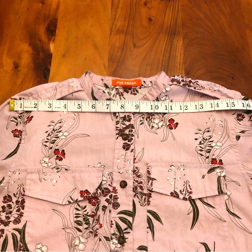 Joe Fresh Boho Cottagecore Pink Floral Pattern Artsy Button Down Shirt Blouse. - Picture 12 of 13